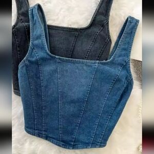 Denim Blue Women's Crop Top